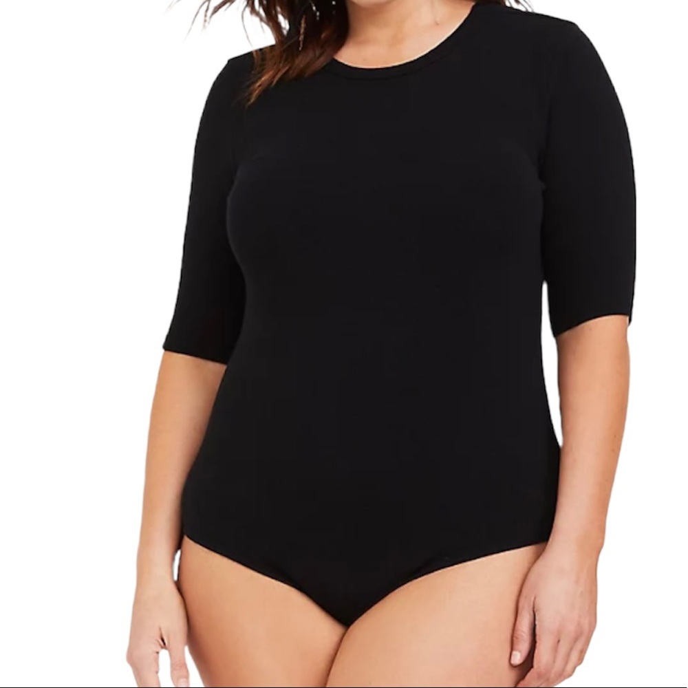 torrid Black Ribbed Crew Neck Short Sleeve Bodysuit 30 NEW